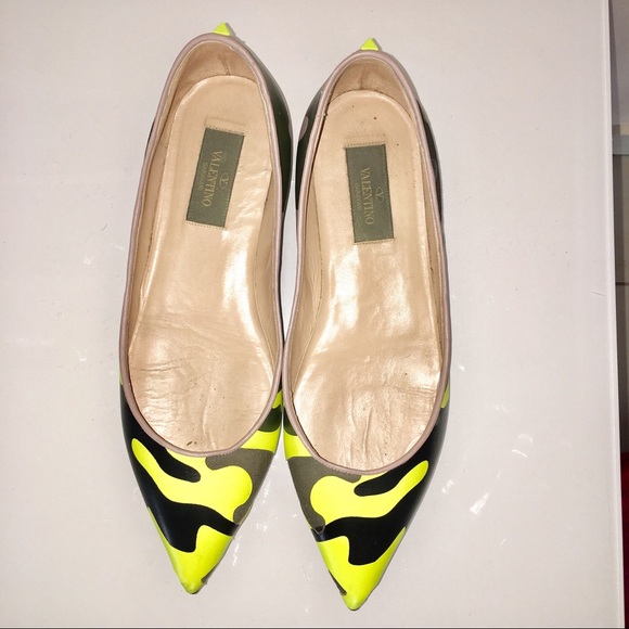 Valentino Shoes - Valentino Camouflage Pointed-Toe Flats